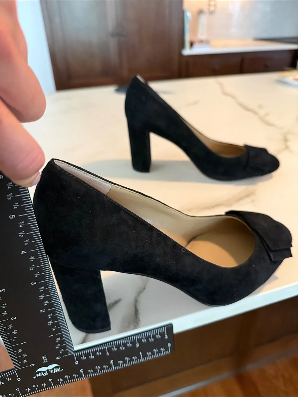 Ann Taylor Black Suede Women's Pumps with Bow Accent